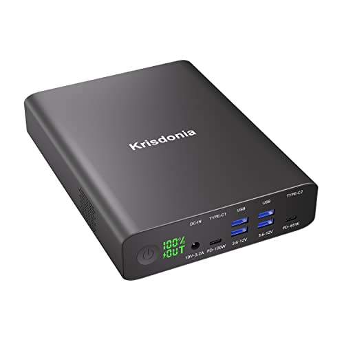 Krisdonia Powerbank Laptop PD 100W 64000mAh USB C Power Bank...