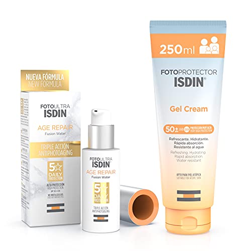 ISDIN PACK Protector Solar Corporal Gel Crema SPF 50+, Protector Solar Facial Age repair SPF 50